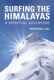 Book cover for Surfing the Himalayas by Rama, Frederick Lenz, showing the sun shining behind a snowy mountain peak
